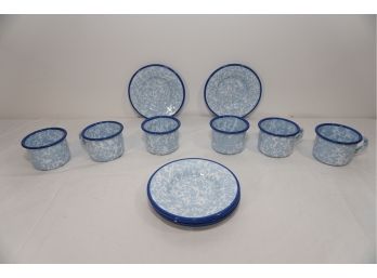 12 Piece CGS International Fine Enamelware Cups And Saucers