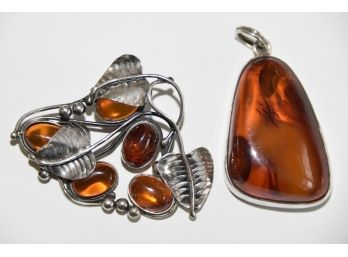 Amber Pin And Pendant - N120