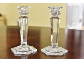 Pair Of Glass Candlesticks