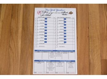 2013 NY Yankees Team Roster Card Signed By Joe Girardi Guaranteed Authentic