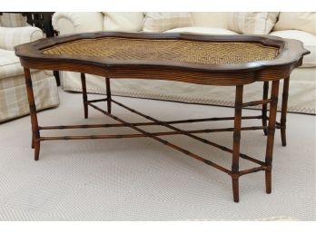 Maitland Smith Faux Bamboo And Cane Top Tray Table