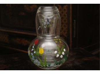 Hand Painted Bedside Water Decanter With Cup Lid