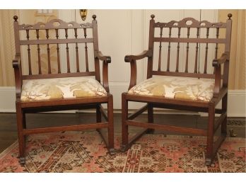A Matching Pair Of Antique Walnut Side Chairs