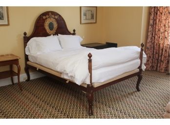 An Antique Full Bed Including Mattress ,Bedding And Pillows