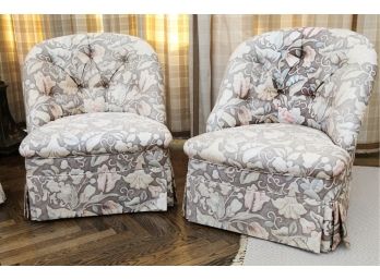 Pair Of Custom Upholstered Side Chairs ( Sun Faded Fabric)