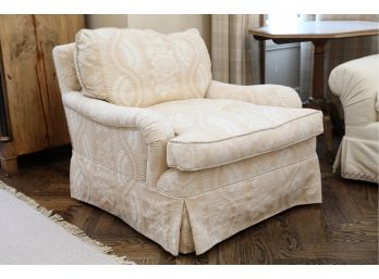 A Custom Damask Fabric Oversized Side Chair