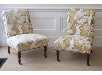 A Matching Pair Of Custom Upholstered Side Chairs