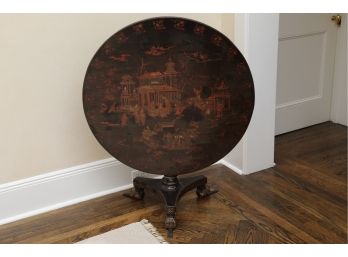 An Antique Asian Tilt Table With Claw Feet And Inlaid Top