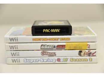 Wii Game Lot With Vintage Pacman For Atari Game