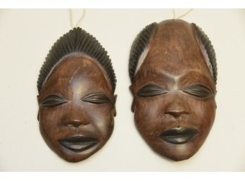 Pair Of African Tribal Mask Wall Art