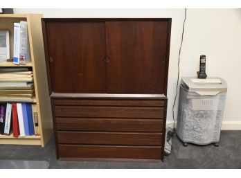 Vintage Wood Drawer Section And Sliding Cabinet Door Section