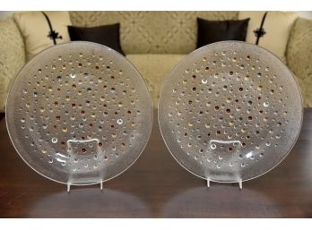 Pair Of Glass Beaded Serving Plates
