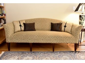 Classic Tan Fabric Wooden Leg Sofa