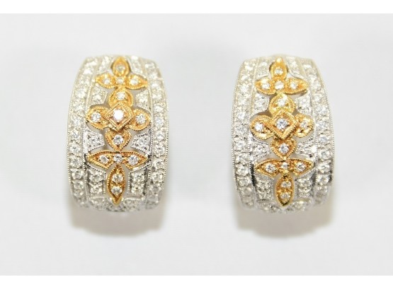 18k White And Yellow Gold Sapphire Earrings