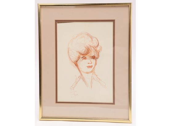 Ink Sketch Of A Lady Artist Signed