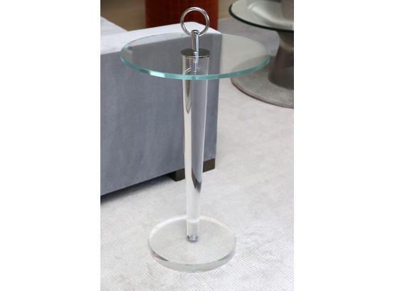 Lucite And Glass Occasional Table With Nickel Hardware