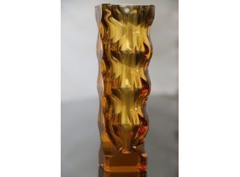 Mid Century Bohemian Art Glass Wavy Vase