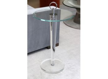 Lucite And Glass Occasional Table With Nickel Hardware