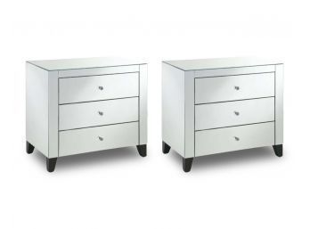 Pair Of Two Drawer Mirrored Nightstands