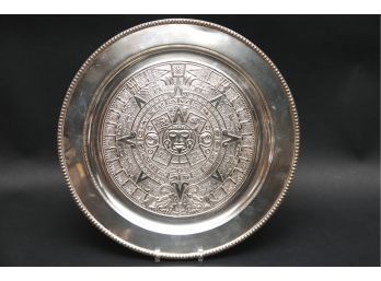 Rare Mayan Calendar Sterling Silver Dish 840 Grams