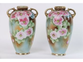 Nippon Hand Painted Porcelain Vases