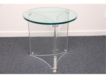 Mid-Century Modern Lucite Base Round Side Table