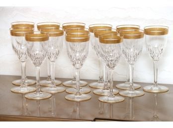 Saint Louis Gold Rim Crystal Wine Glasses Set Of 14