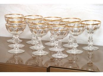 Tiffin-Franciscan 'Chalet' Gold Inlay Crystal Champagne Glasses Set Of 12