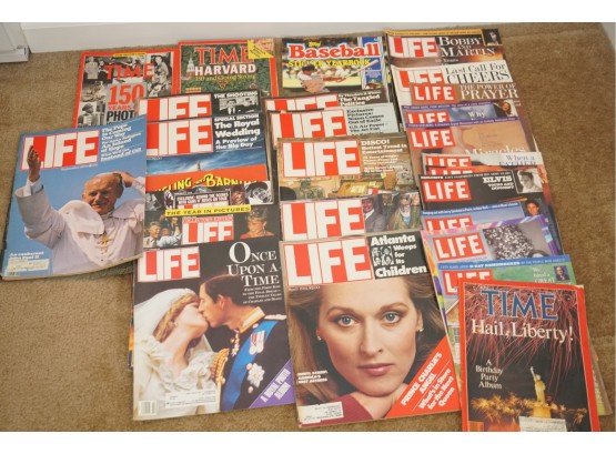 Vintage Collection Of Magazines Including Time Magazine And Life Magazine