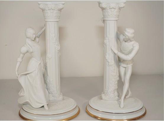 Pair Of The Romeo And Juliet Candlesticks By The Franklin Mint 1986