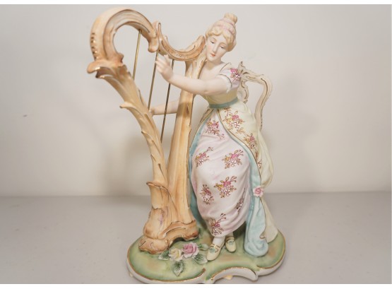Vintage KPM Porcelain Victorian Harp Player