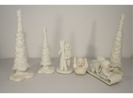 Group Of Snow Babies Including Sleighing Babies 6 Pieces