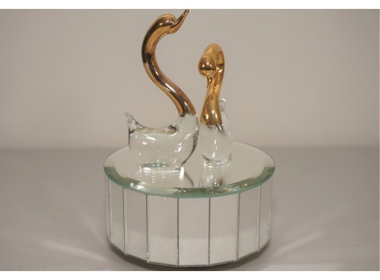 Vintage Glass Swan Music Box
