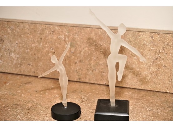 Pair Of Clouded Glass Ballerina Figurines