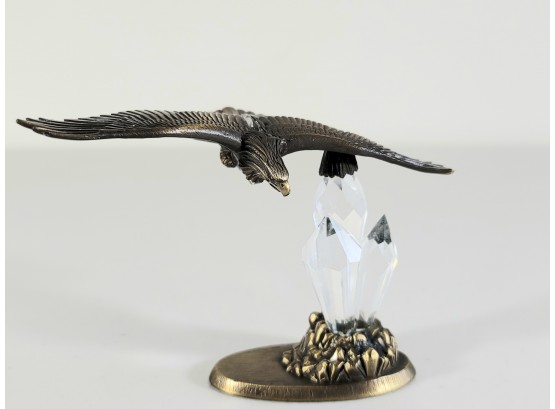 Bronze And Crystal Petite Eagle Figurine Signed JJ