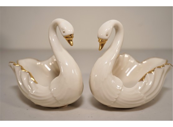 Vintage Pair Of Lenox Swan Candy Dishes