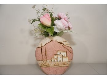 Pink And White Flower Vase With Vaux Flowers