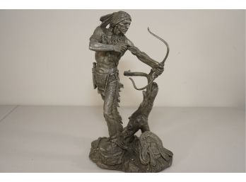 Vintage Pewter 'Sioux Hunter' By Jim Ponter Figurine Official Issue Of The Western Heritage Museum