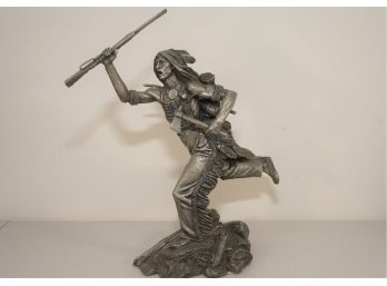 Vintage Pewter 'Cheyenne Brave' By Jim Ponter Official Issue Of The Western Heritage Museum