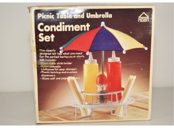 Vintage Hoan Picnic Table And Umbrella Condiment Set