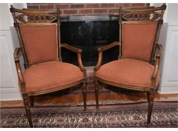 Pair Of Vintage Fabric Arm Chairs