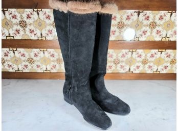 Pair Of Woman's Salvatore Ferragamo Faux Fur Boots