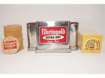 Vintage Rheingold Accessories Lot Including Boddingtons Coasters