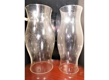 Pair Of Large Hurricane Lamps  Shades