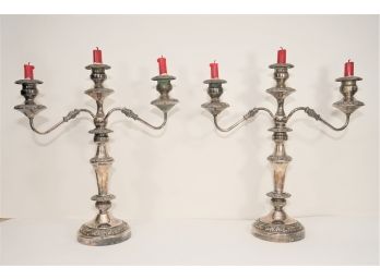 Pair Of Beautiful Silver Plate Candelabras