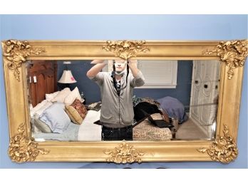 Vintage Wood Framed Accent Mirror With Original Glass