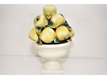 Crackled Ceramic Apple Basket Statue (chipped View Photos)