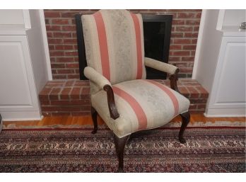 Antique George III Style Arm Chair With Floral And Threaded Pattern