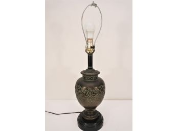 Vintage Brass Engraved Lamp With Restoration Hardware Lamp Shade (tested And Working)