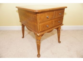 Ethan Allen 2 Drawer Wood Side Table